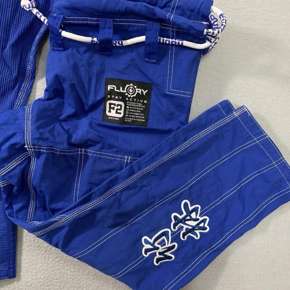 Fluory Grappling White Crane BJJ Gi Blue F2